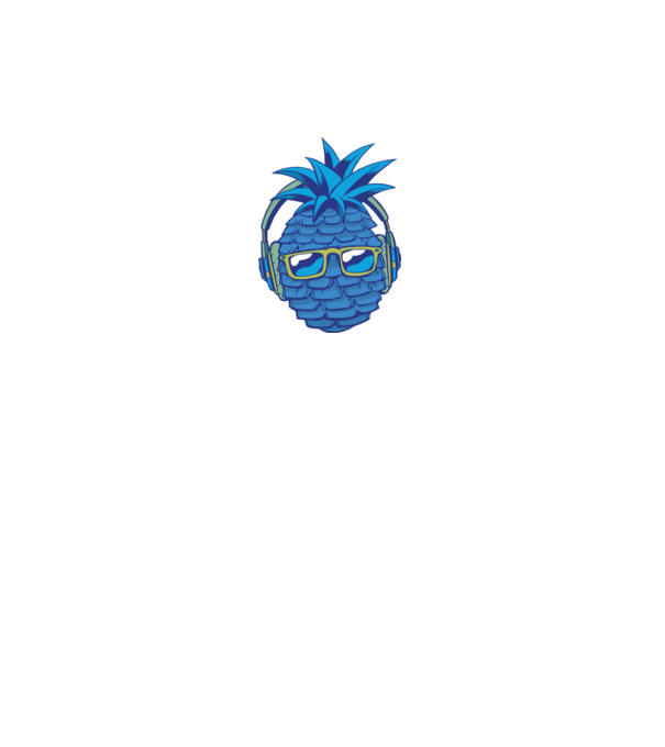 Ananas albastru cu căști model roșu pe tricou