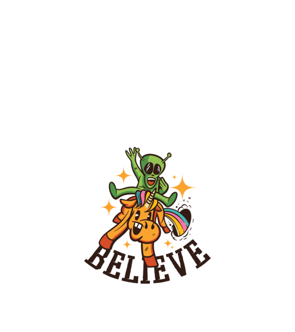 Unicorn Alien model alb pe tricou