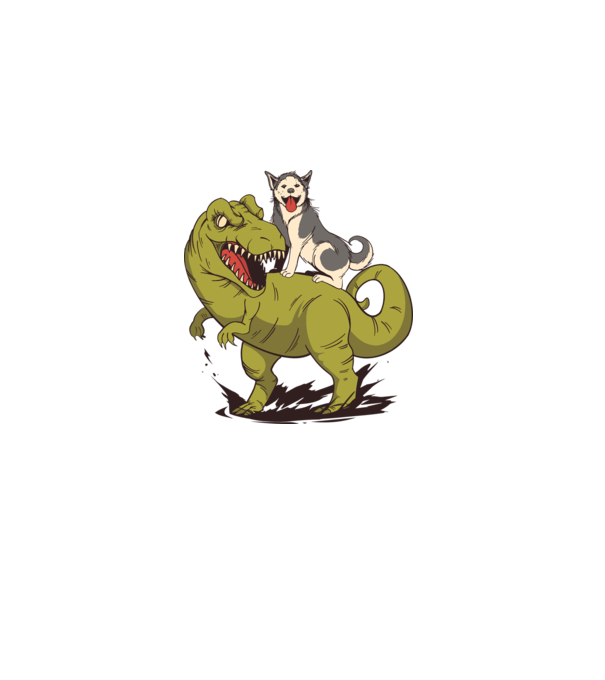 Dinozaur Husky model gri pe tricou