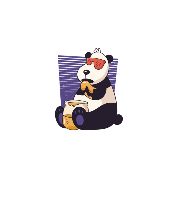 Panda cu miere model alb pe tricou