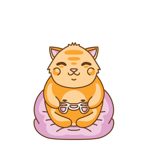 Pisică Gamer Kawaii model alb pe tricou