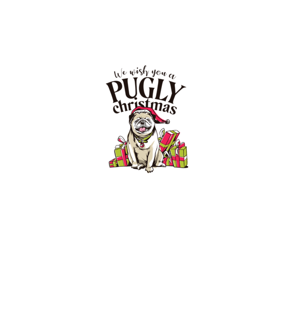 We wish You a Pugly Christmas tricou cu mops model gri pe tricou
