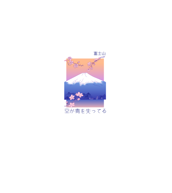 Anime Vaporwave munte model liliachiu pe tricou