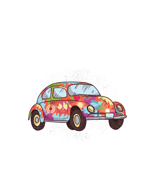 Hippy Beetle Volkswagen model turcoaz pe tricou