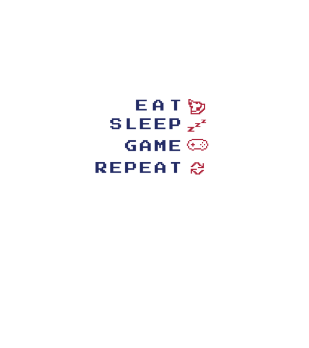 Eat Sleep Game Repeat model alb pe tricou