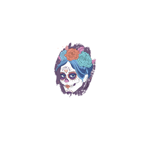 Dia de Los Muertos - Craniu cu flori model albastru jeanși pe tricou
