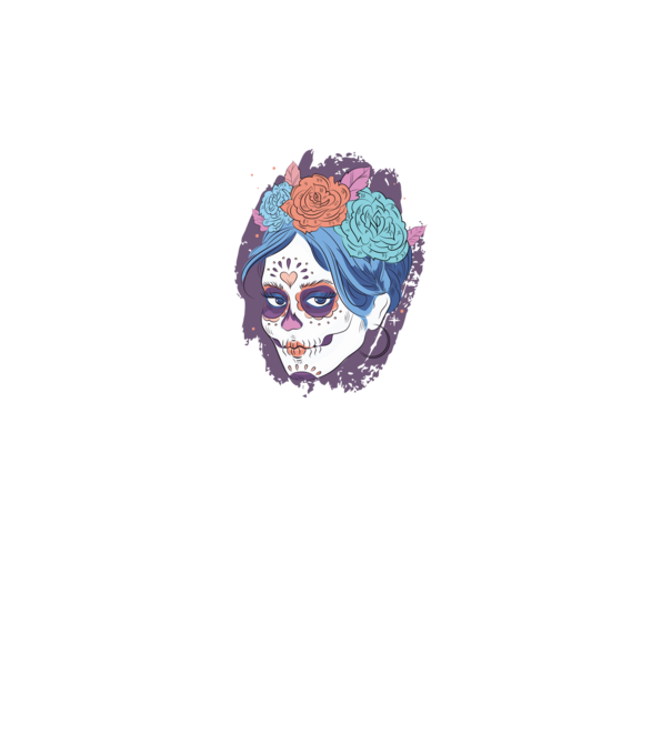 Dia de Los Muertos - Craniu cu flori model turcoaz pe tricou