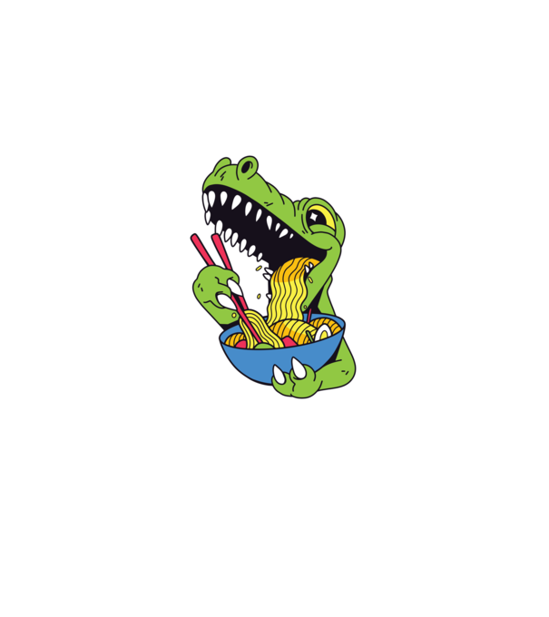 T-rex Ramen model roșu pe tricou
