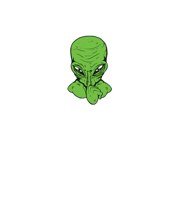 Alien Psst model negru pe tricou