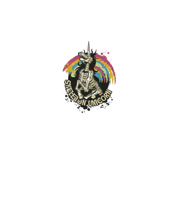Schelet unicorn model alb pe tricou