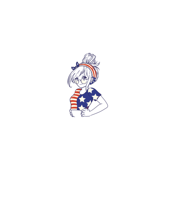 fată Americană Anime model alb pe tricou
