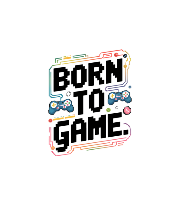 Born to Game Pixel Alb model alb pe tricou