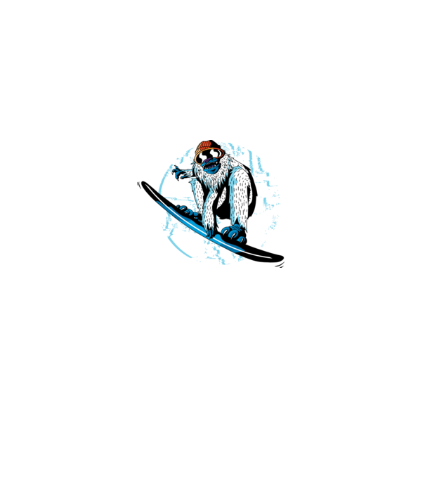 Yeti Snowboarder model alb pe tricou