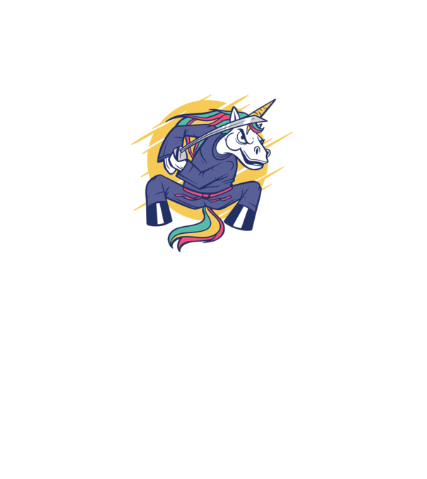Unicorn Ninja model negru pe tricou