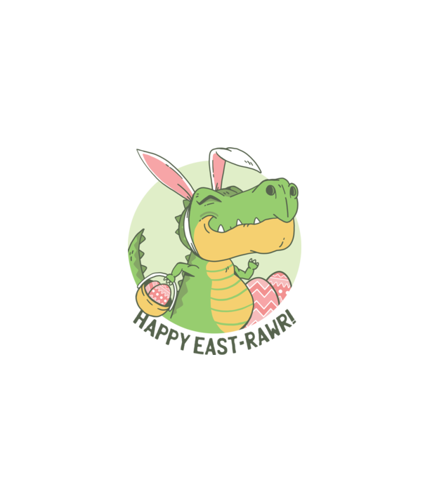 Paște Fericit tricou cu dinozaur model alb pe tricou