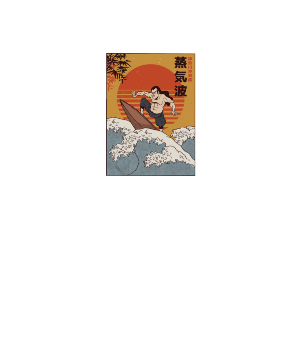 Samurai Surf model gri închis pe tricou