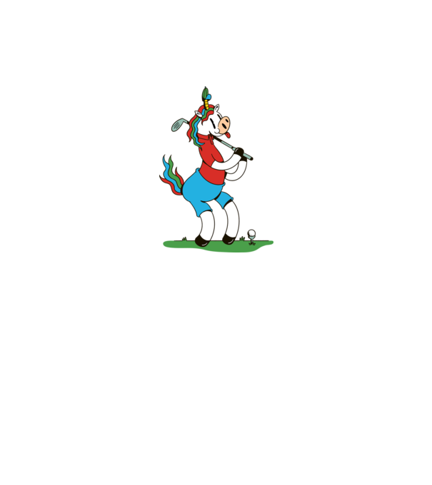 Unicorn jucător de golf model alb pe tricou