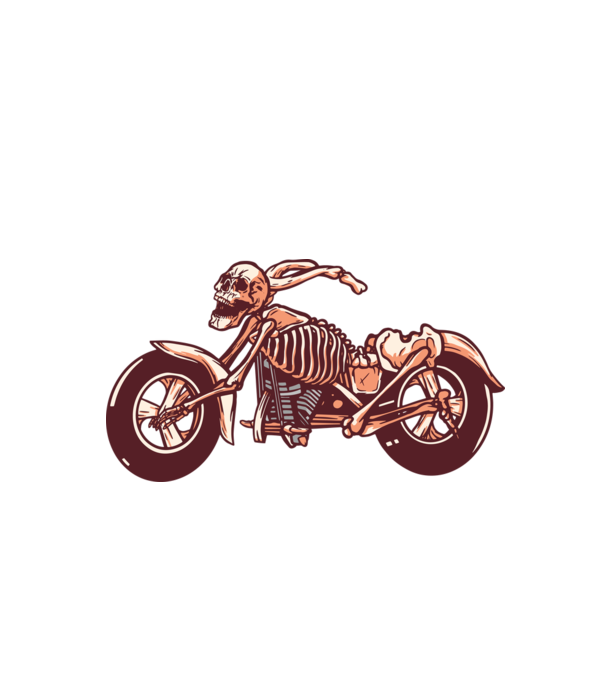 Motocicletă cu Schelet model alb pe tricou