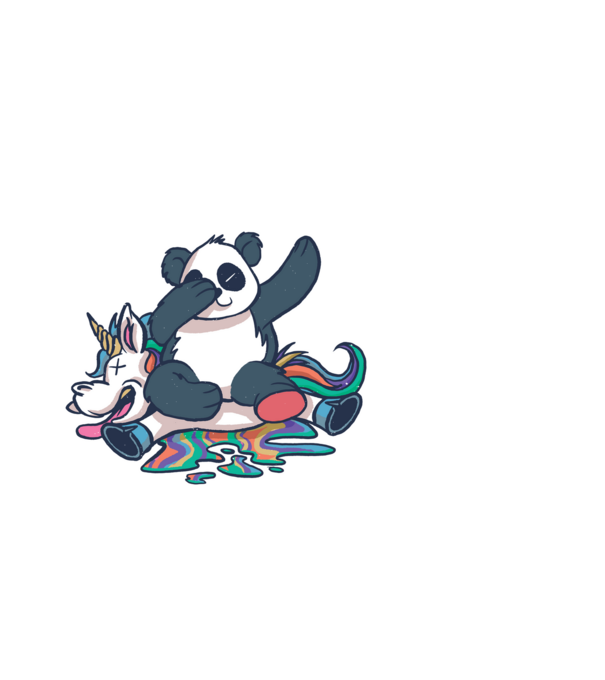 Panda DAB Unicorn model alb pe tricou
