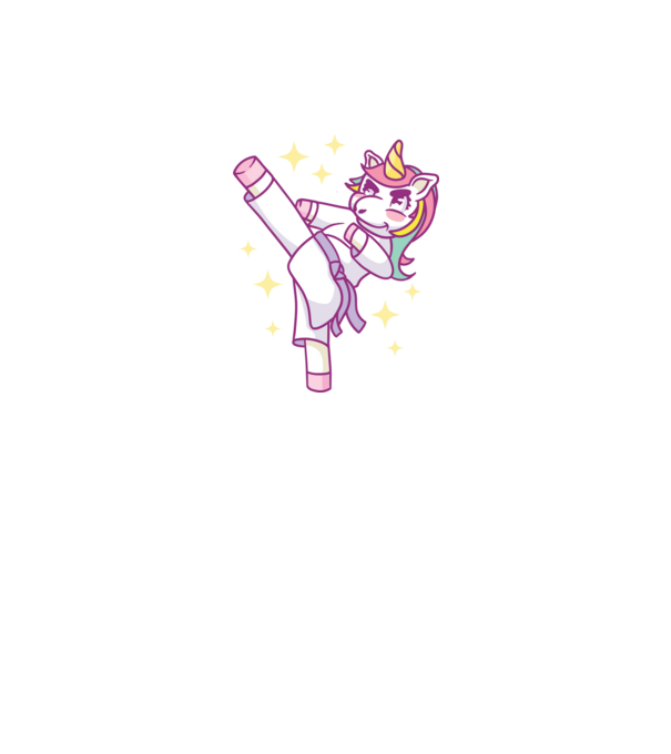 Karate unicorn model gri pe tricou