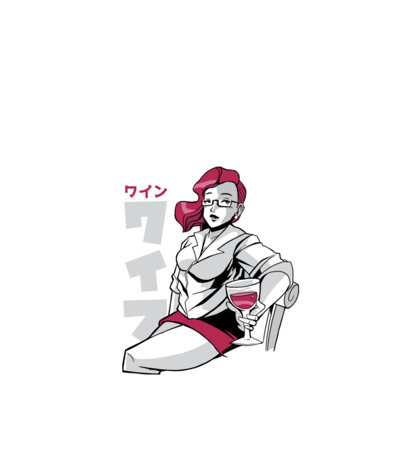 Anime fată cu vin model negru pe tricou