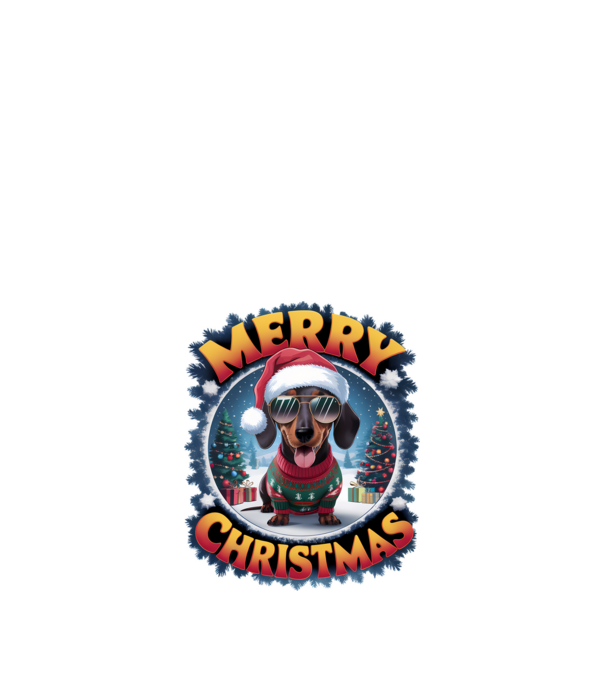 Merry Christmas Teckel model alb pe tricou