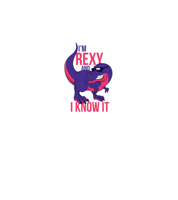 'I''m Rexy and I know it - tricou dinozaur amuzant' model alb pe tricou
