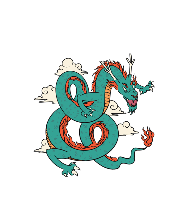 Dragon Chinez model alb pe tricou