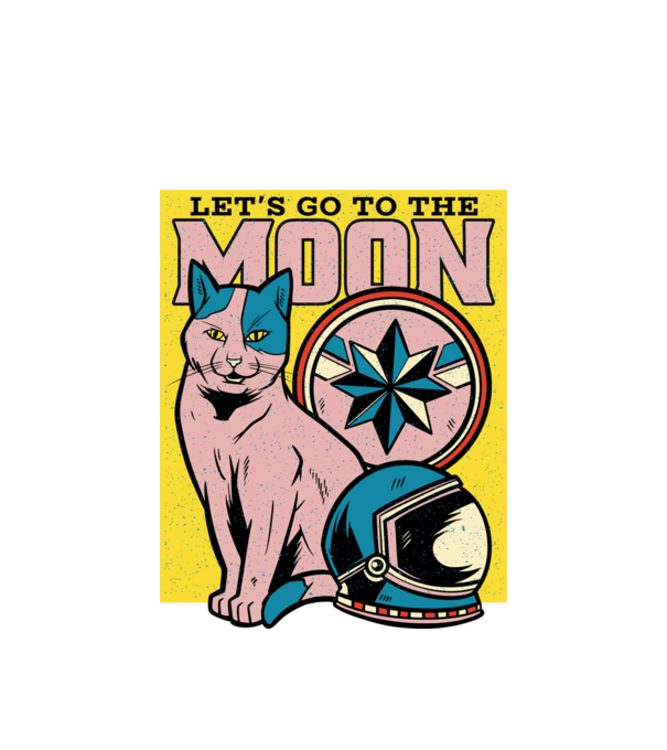 To the moon Pisică model alb pe tricou