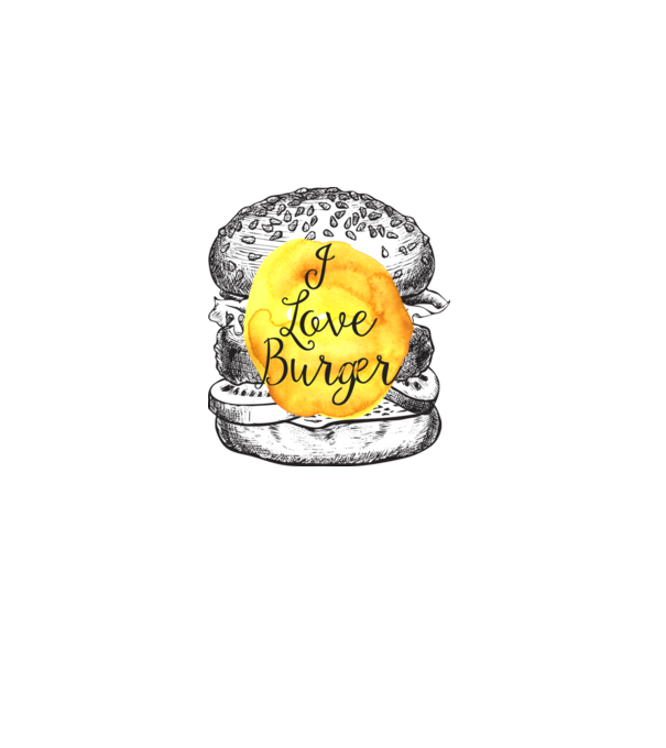 I love burger model alb pe tricou