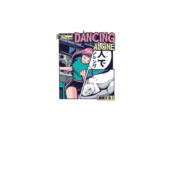 Anime Vaporwave Dancing Alone model roșu pe tricou