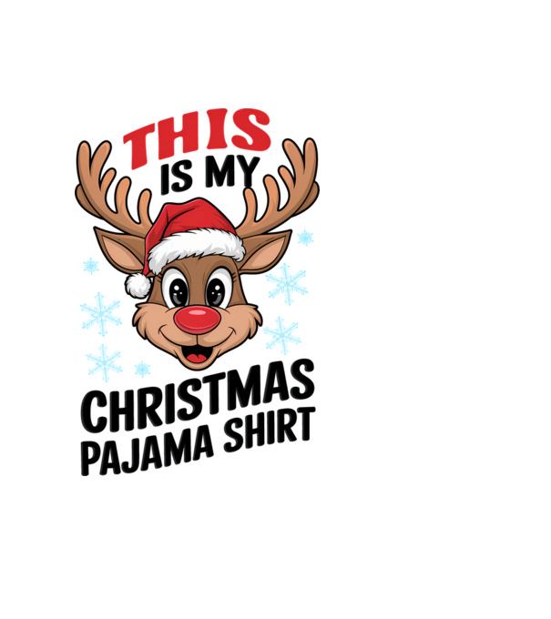 Christmas Pajama Reindeer Alb model negru pe tricou