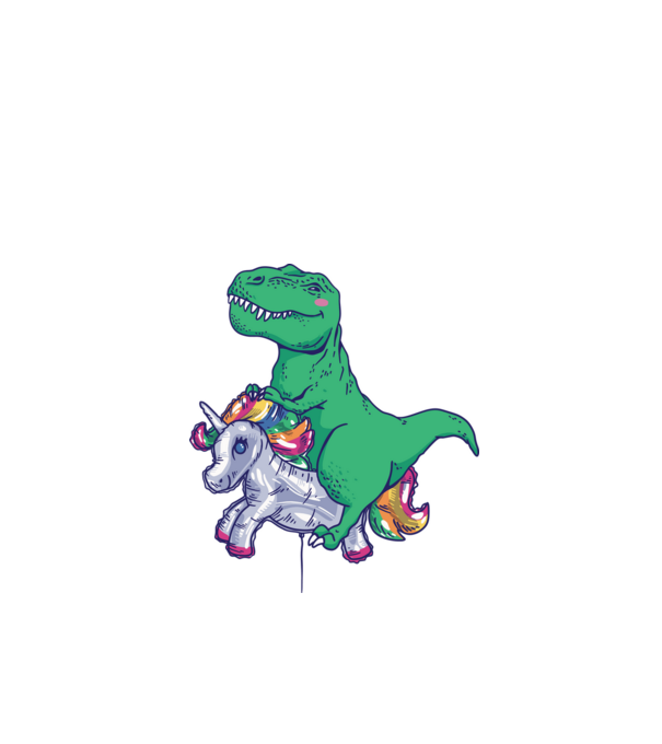 T-rex pe Unicorn balon model alb pe tricou