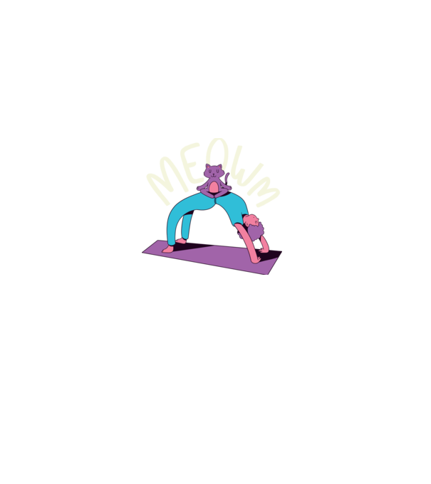 Meowm - Pisică Yoga model albastru închis pe tricou