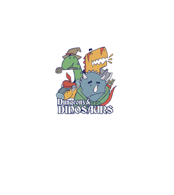 Dungeons and Dinosaurs model negru pe tricou