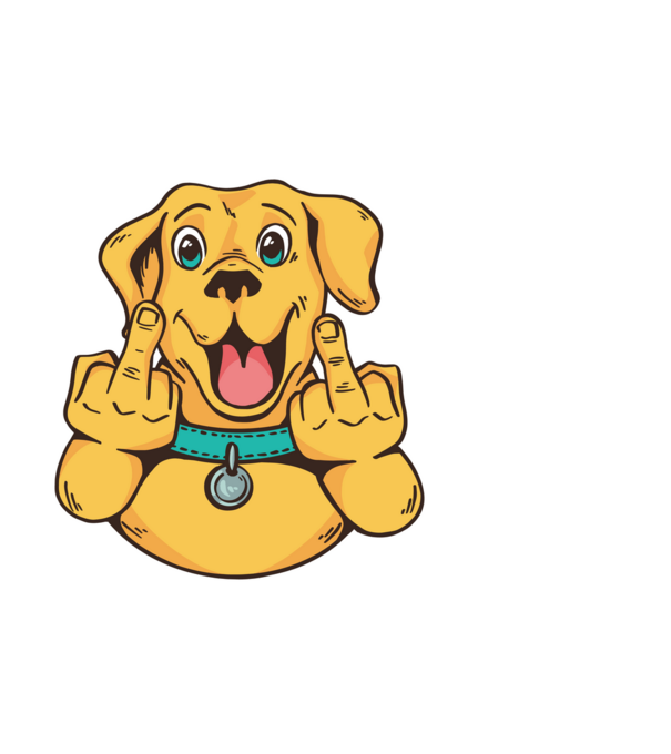 Golden Retriever arată degetul model alb pe tricou