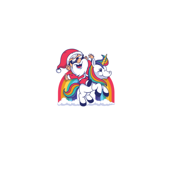 Moș Crăciun Drăguț Unicorn tricou model negru pe tricou