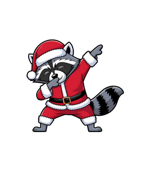 Raton Dab Xmas model alb pe tricou