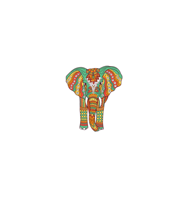 Mandala Elefant model alb/roșu pe tricou