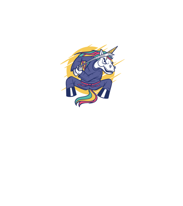 Unicorn Ninja model negru pe tricou