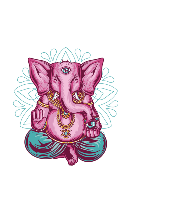 Elefant făcând meditație Dharma model negru pe tricou