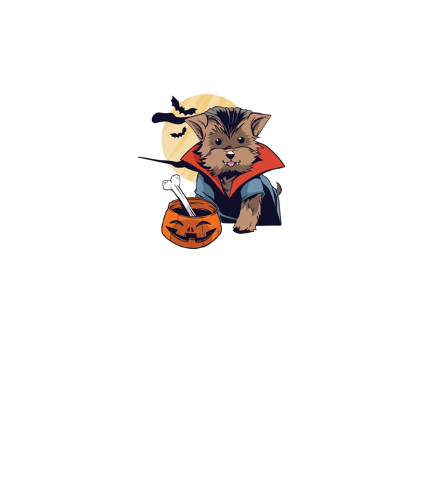 Vampir Yorkie Halloween model turcoaz pe tricou