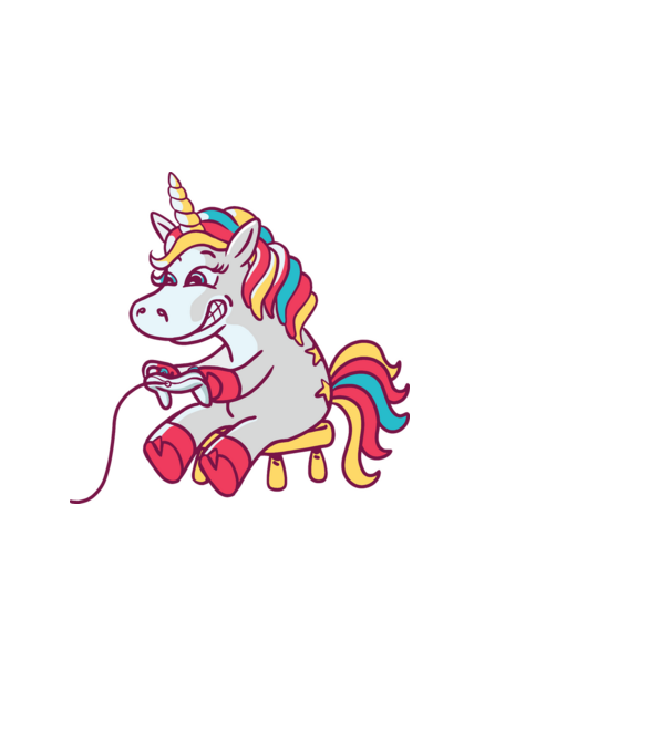 Gamer Unicorn model negru pe tricou