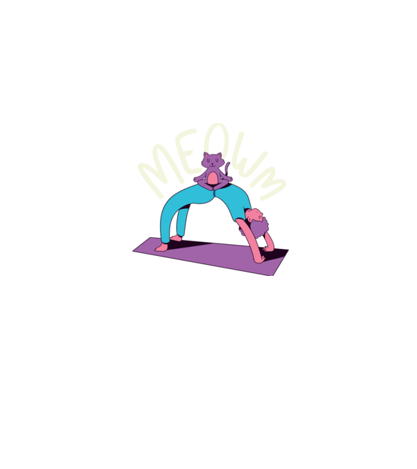 Meowm - Pisică Yoga model albastru jeanși pe tricou