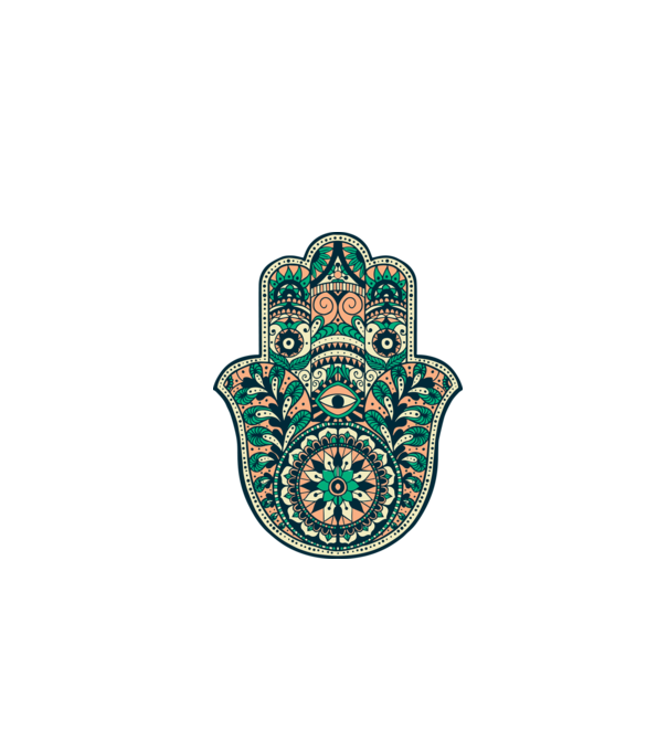 Mână Hamza - Mâna lui Dumnezeu Mandala model alb pe tricou