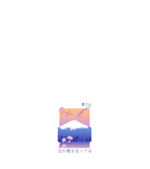 Anime Vaporwave munte model negru pe tricou
