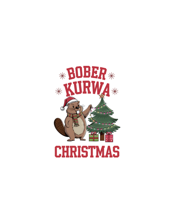 Bober Kurwa Christmas 3 model alb pe tricou