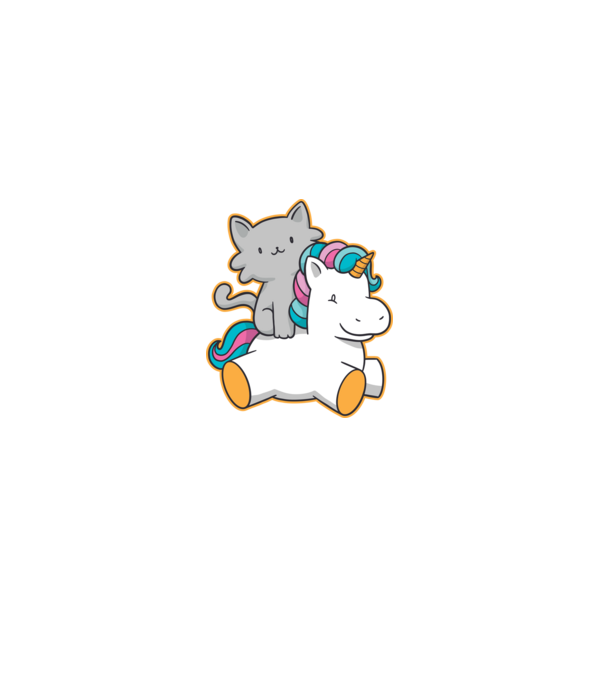 Unicorn Cu pisică model negru pe tricou