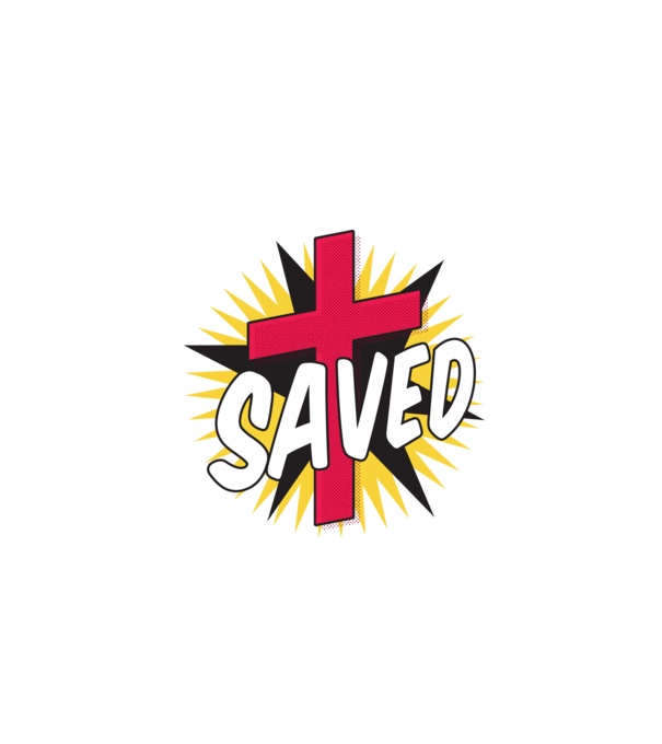Saved Isus Cruce model alb pe tricou