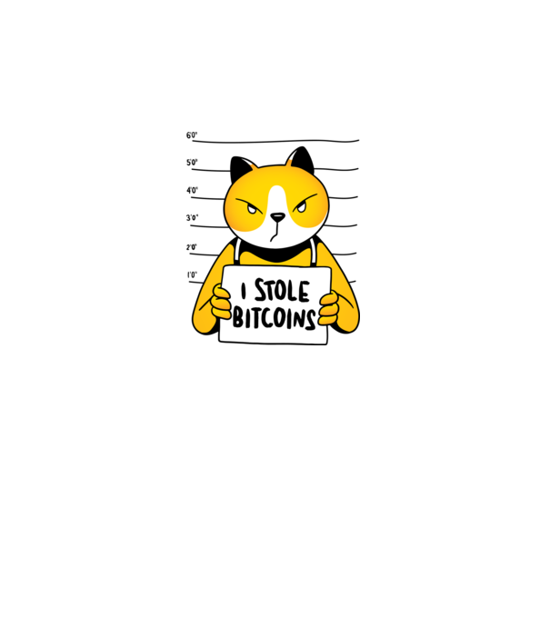 Pisică hoață Bitcoin model alb pe tricou